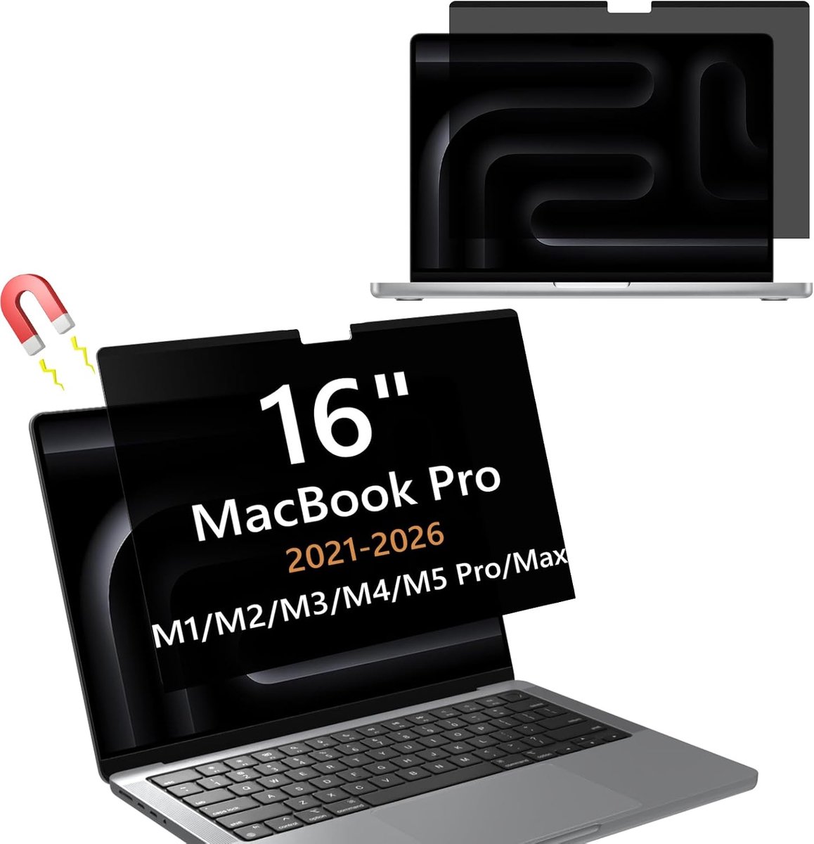 SnelShoppen - Magnetisch Laptop Privacyscherm voor MacBook Pro 16 Inch 2021-2024, Anti-Vingerafdruk, PET Schermbeschermer, Verwijderbaar, Anti-Blauw L