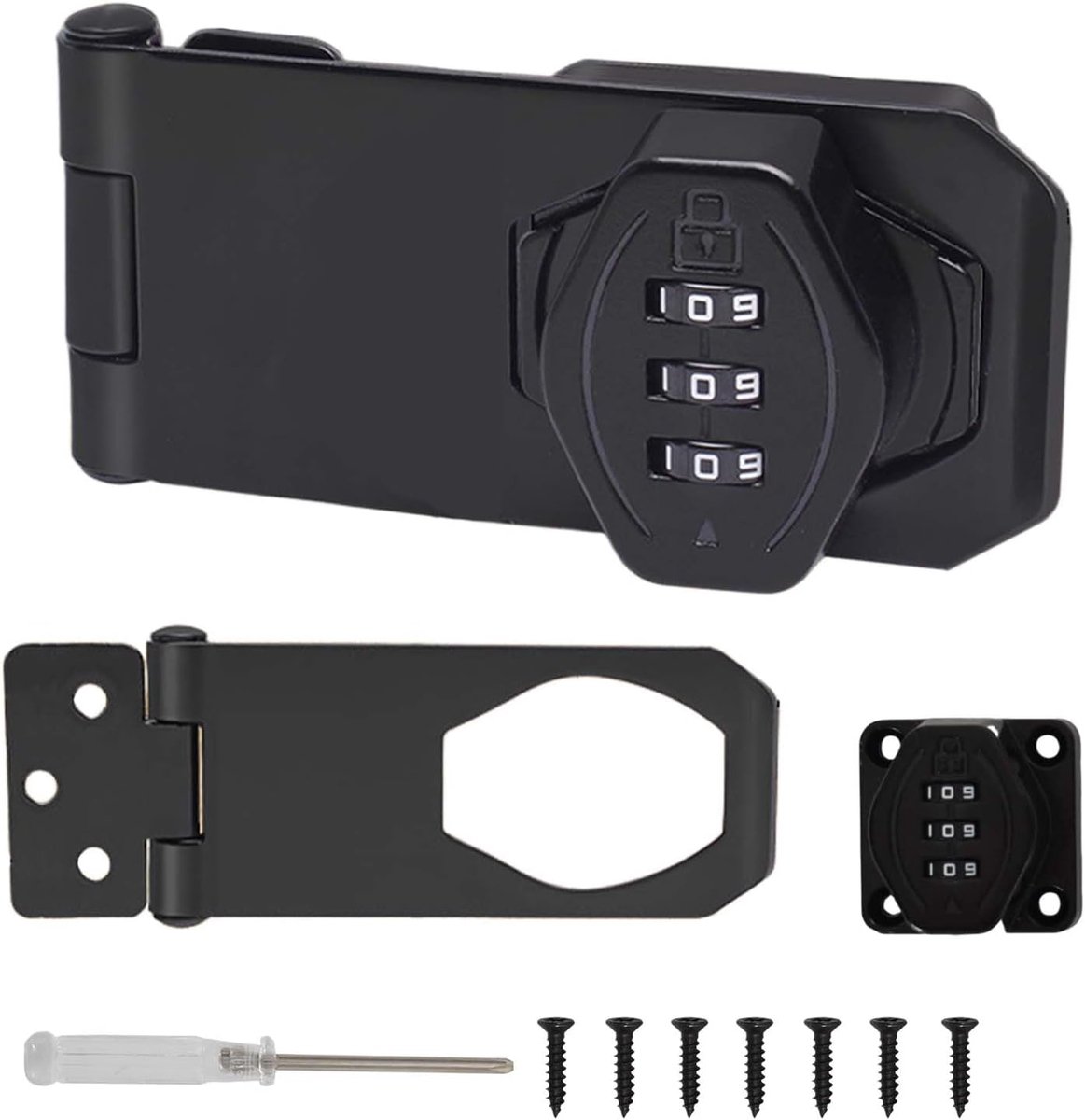 SnelShoppen - Zwart 10 cm Code Slot met 3 Cijfers en Phillips Schroevendraaier, Zinklegering Sleutelloos Slot voor Kast, Kluis, Meubels