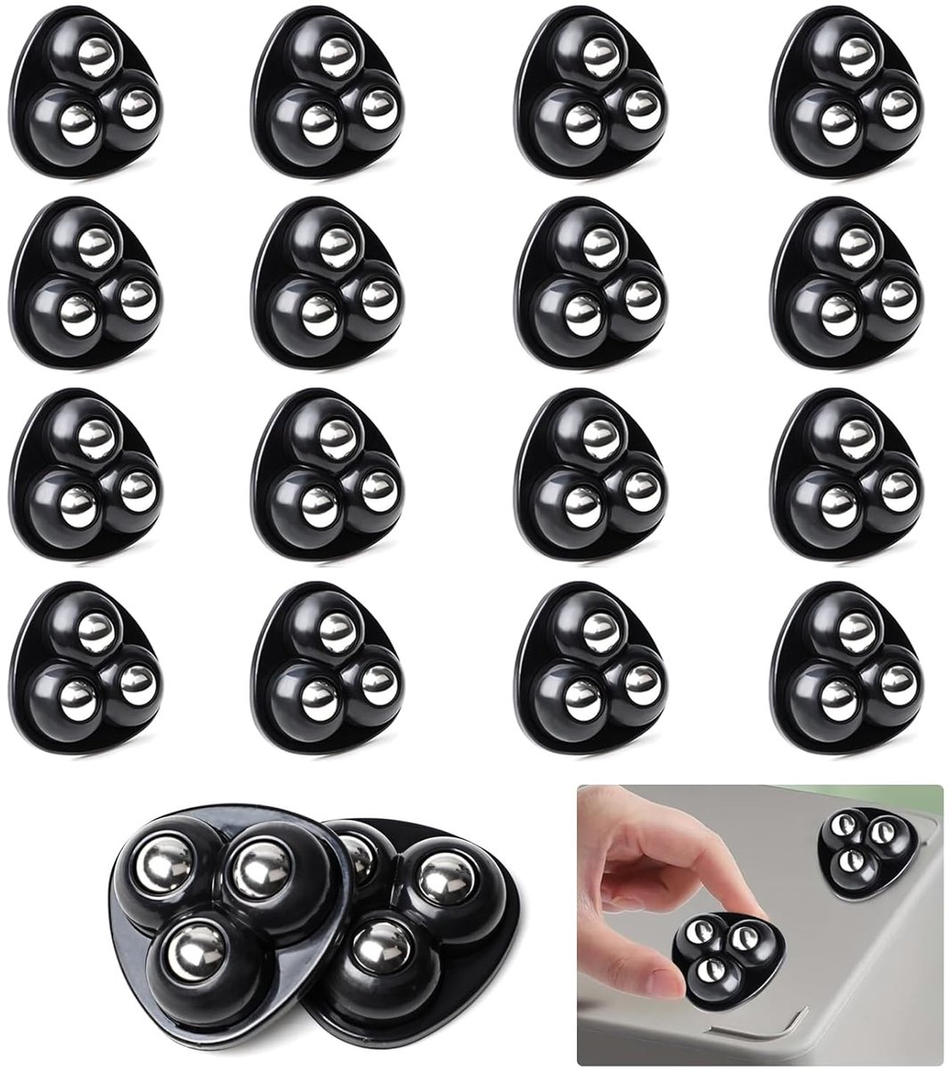 SnelShoppen - Pack van 16 Kleine Meubelwielen, Meubel Ballen Wielen, Kantoormeubelen Wielen, 360 Graden Wielen, Stille en Slijtvast, Voor Transport va