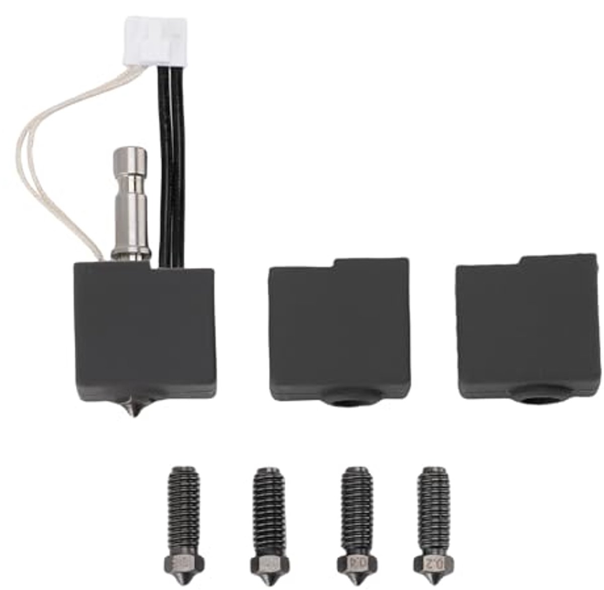 SnelShoppen - Hardened Steel Mondstuk Extruder Hotend Kit 0.2Mm 0.4Mm 0.6Mm 0.8Mm Spuitmondjes met 2 Siliconen Mouwen voor Kobra S1 3D Printer