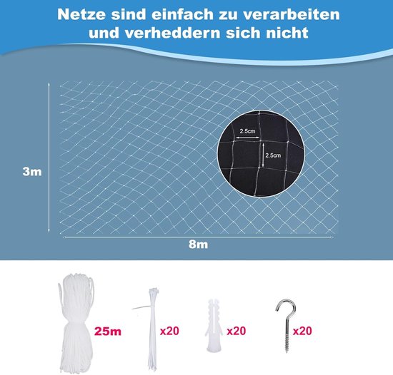 Kattennet voor Balkon - Transparant - 3 x 8 m - Duurzaam Polymeer - Voor Kattenbescherming — afbeelding 2