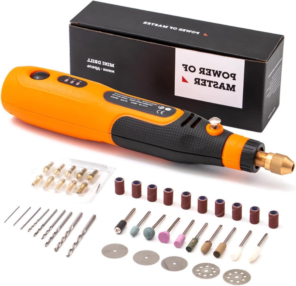 Elektrische Graveergereedschap - Graveerpen Set - Doe-het-zelf Projecten - 3 Snelheden Instelbaar - 800 mAh Batterij - Oranje Zwart