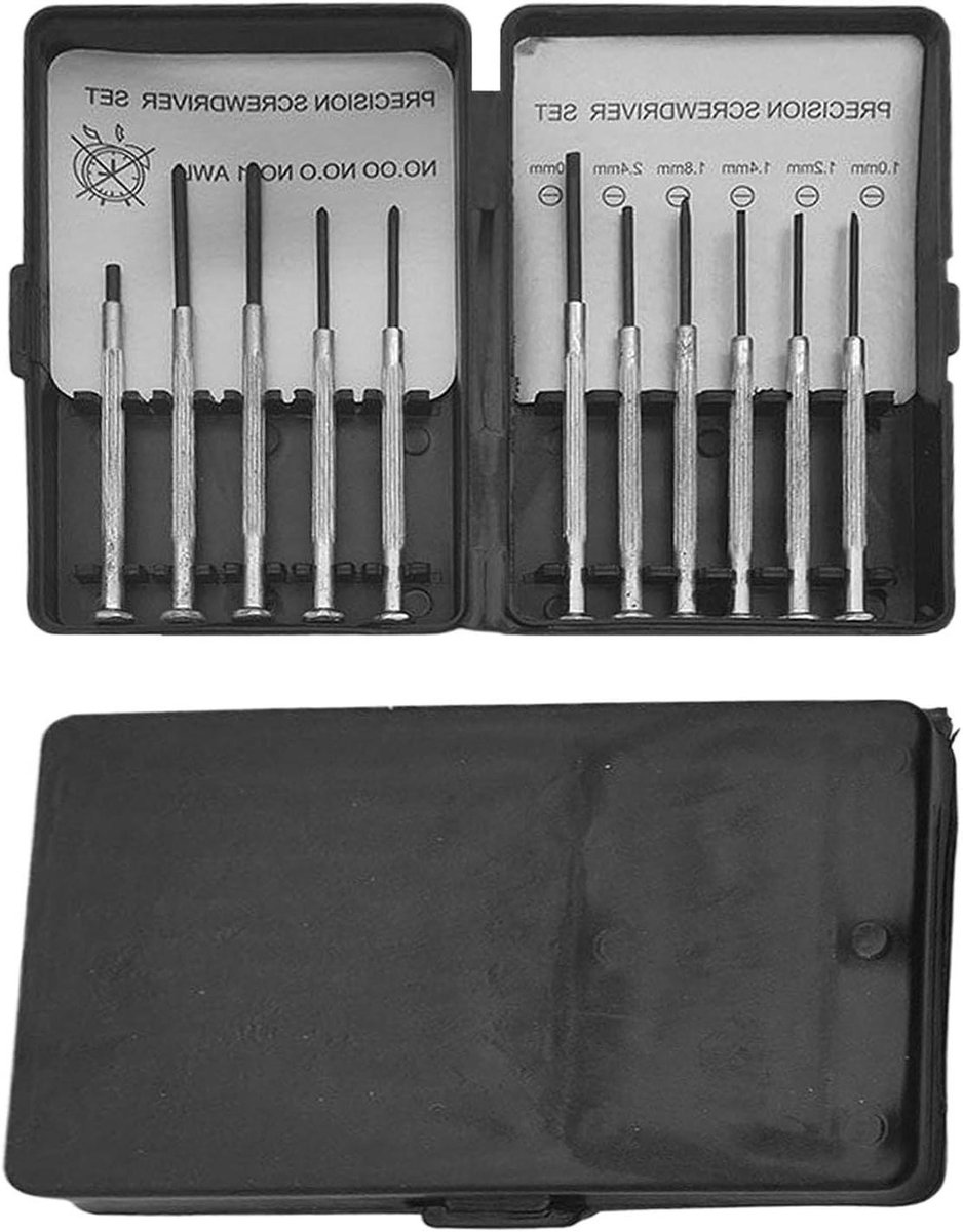 Mini Schroevendraaierset - Precisie Gereedschap Set - Elektronica Reparatie - Ergonomisch Antislip Handvat - 11 Delig - Grijs