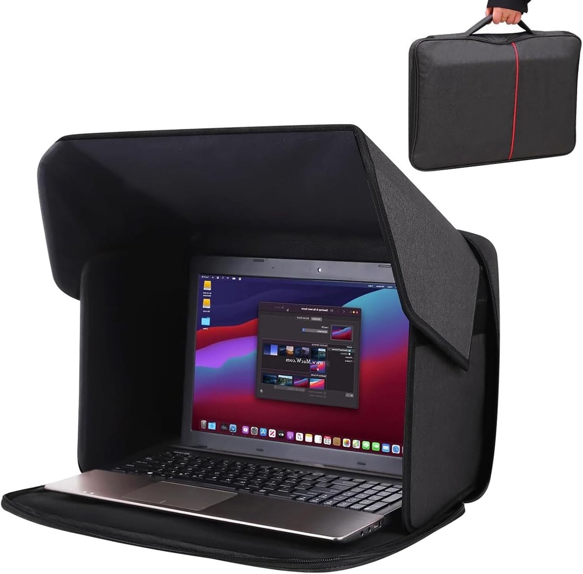 Laptop-zonwering 2-in-1 laptoptas - draagbaar en inklapbaar - verblindingsbescherming voor buitengebruik - ShopVlot