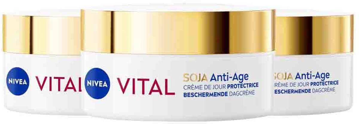 NIVEA Vital Soja Anti-age SPF30 Dagcrème - 3 x 50 ml - Voordeelverpakking