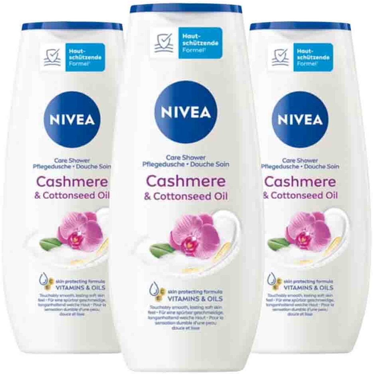 NIVEA - Douchecrème Cashmere & Cotton Seed Oil - 3 x 250 ml - Voordeelverpakking