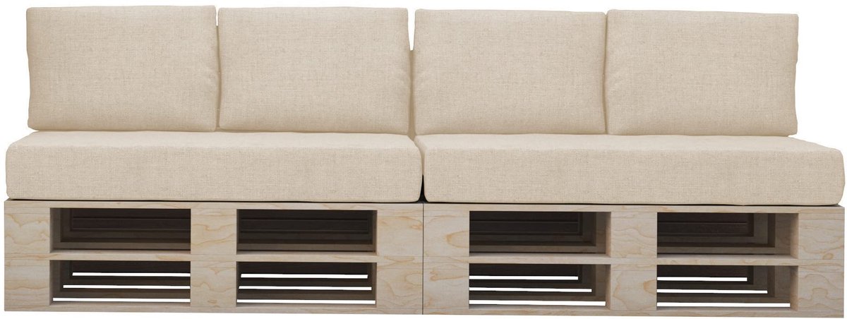 Famanu – Wasbaar palletkussen voor EU-pallets, afneembare kussenhoes met ritssluiting, verkrijgbaar in vele kleuren en maten, set van 6 in crème