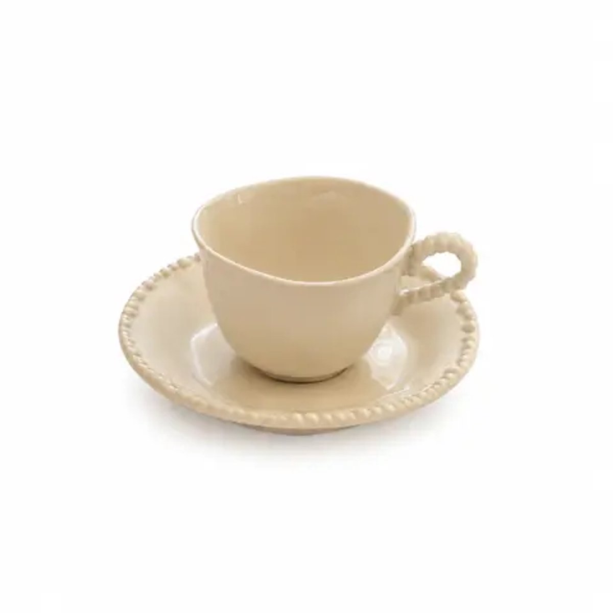 Espressoset Pearls – 90 ml kopjes – beige – 12-delig met schotels keramiek