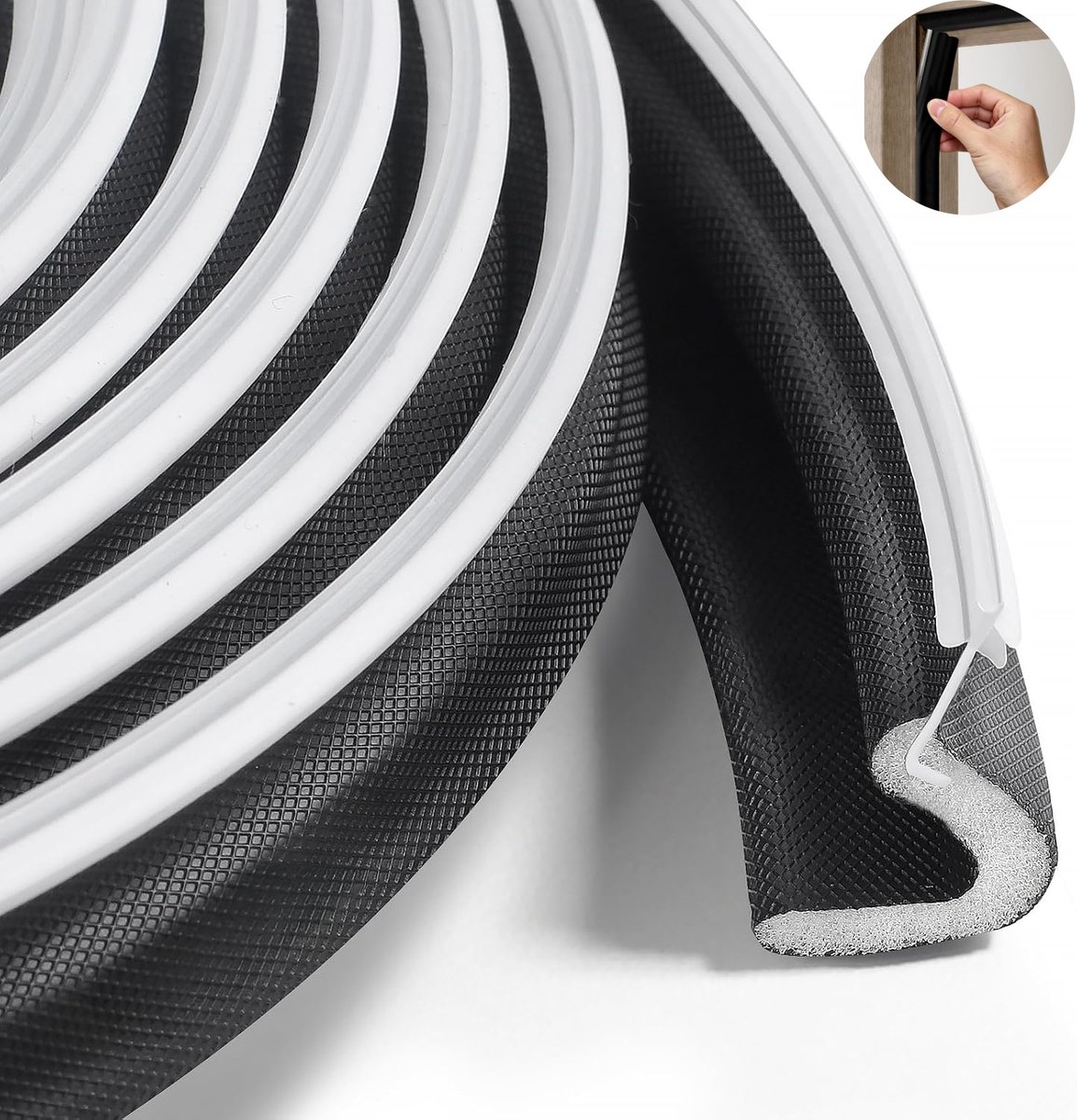 1 stuk - pu‑afdichtstrip voor houten deuren - v‑vormige groefafdichting - deurrubber - pu‑omhuld materiaal - geluiddempend en winddicht - 8 m lengte - binnendeuren, houten woonhuiskdeuren - zwart
