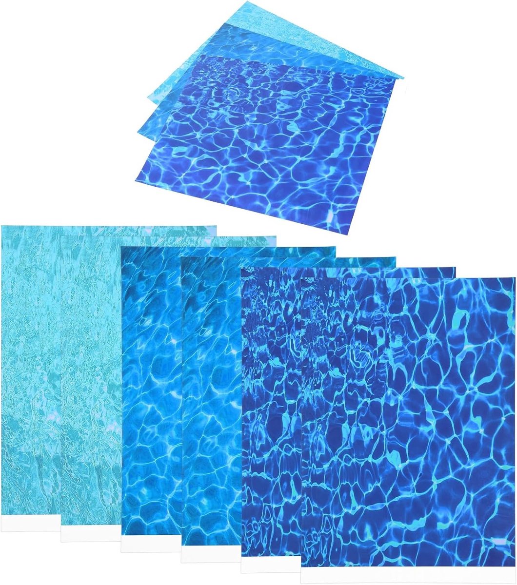 Water Wave Stickers - 6 Bladen Zelfklevende Waterstickers voor Diorama's, Modelbouw en Decoratie in Blauw en Oceaan Thema