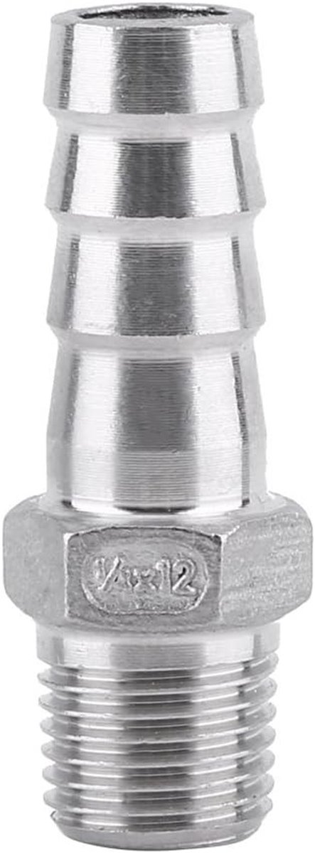 Hoge kwaliteit 1/4 inch BSP plug voor slangaansluiting van roestvrij staal 304, 12 mm aansluiting