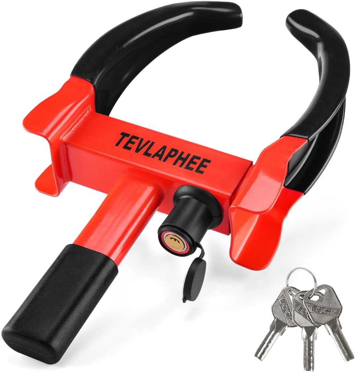 JCP® Wielklem - Wielklem Aanhanger - Voor Auto, Aanhanger, Caravan en Camper - Zwart/Rood - 42cm x 23cm x 7cm