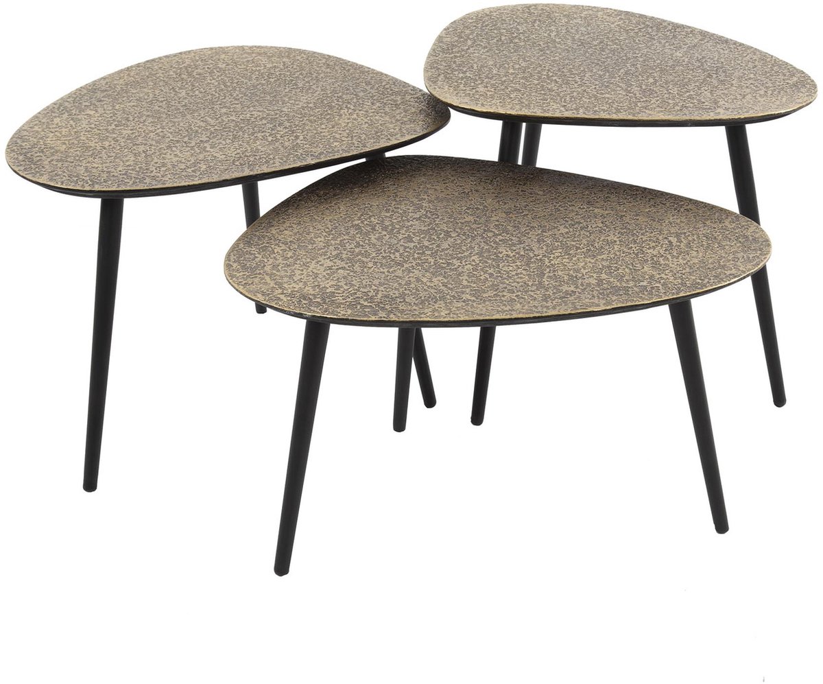 Giga Meubel Salontafel Metallic - Brons Metaal - Set van 3 - 58x43x48cm