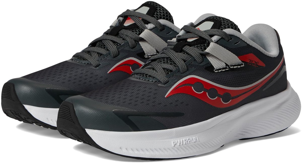 Saucony Ride 15 Junior - Hardloopschoen - Grijs/Zwart/Rood - 39