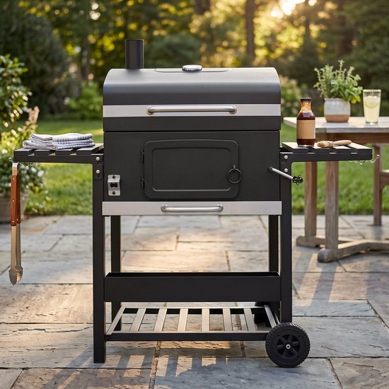 XL houtskool BBQ - smoker barbecue - 57 x 41,5 cm grilloppervlak - draagbaar — afbeelding 3