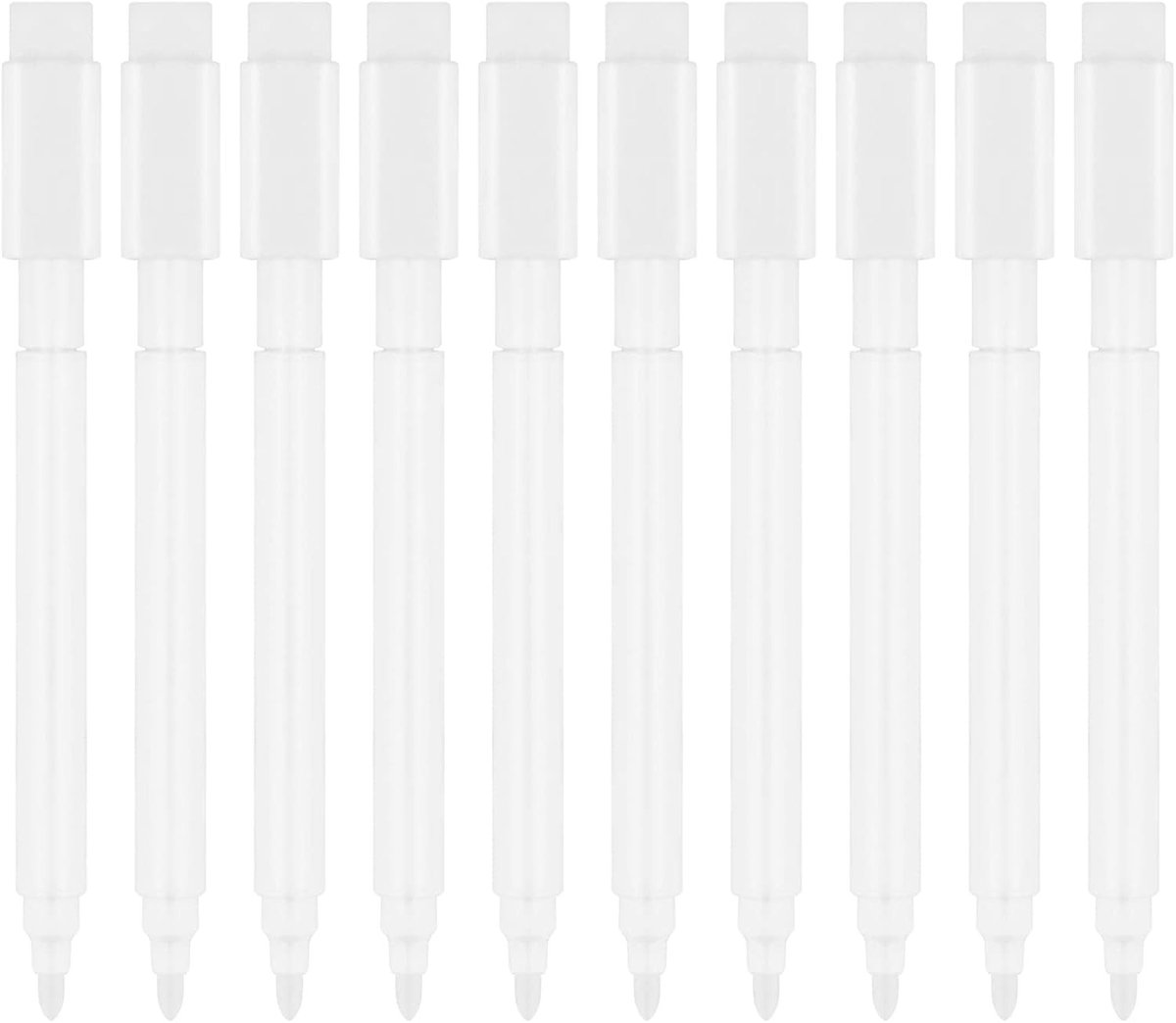 Witte Vloeibare Krijtstiften - Wit - Afwasbaar voor Borden en Glas - Waterbestendige Markers - Voor Hout, Canvas, Keramiek en Textiel