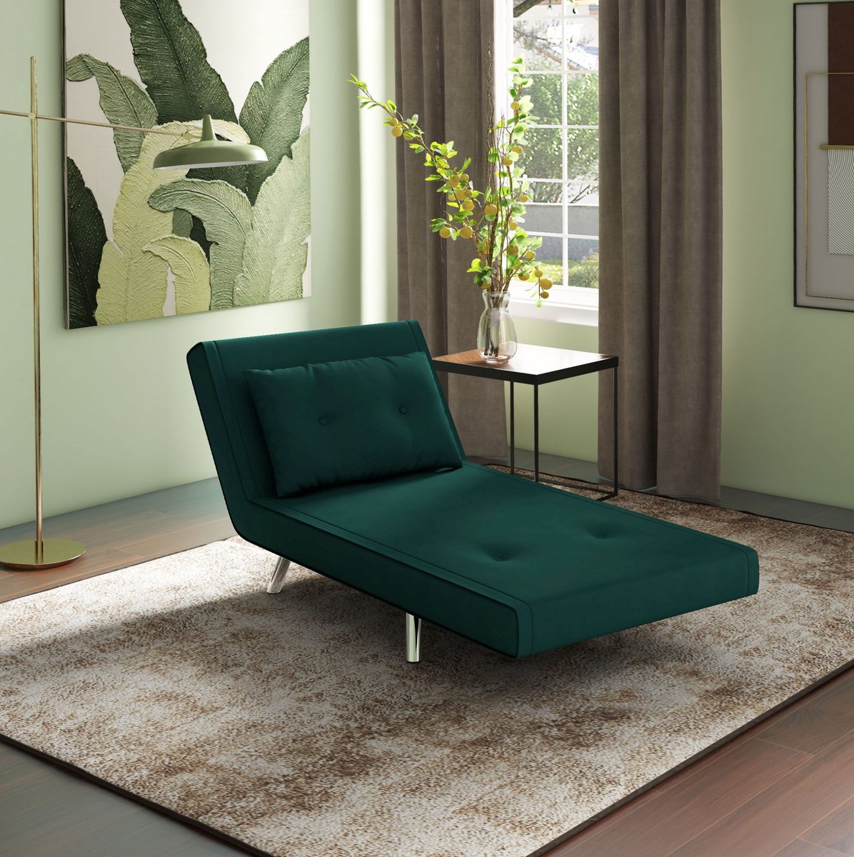 MODENUIT Fauteuil - Bedfunctie - Verstelbare Rugleuning - 77 x 88 x 83 cm - Polyester Donkergroen