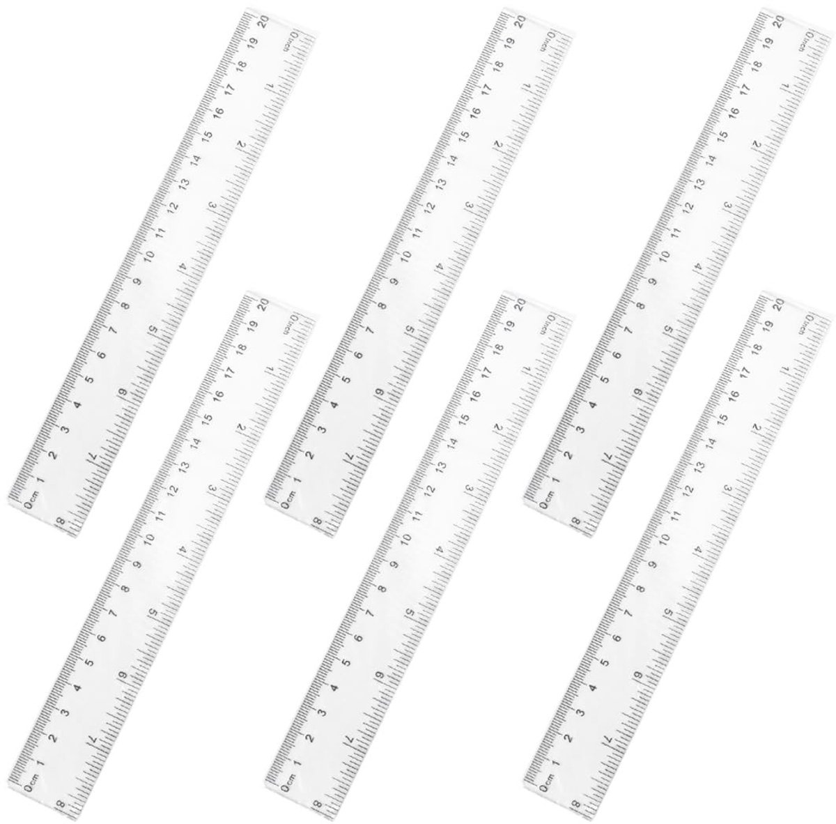 Transparante Plastic Liniaal - 20 cm - Set van 6 - Duurzaam en Flexibel - Voor School en Kantoor