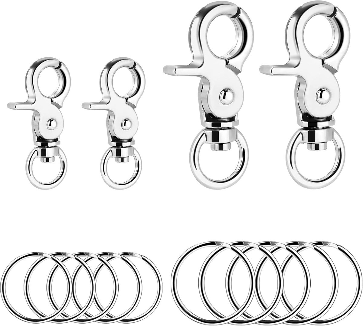 Honden ID Tag Clips met Ringen, 4 Stuks ID Tag Clips en 10 Stuks Ringen voor Hondenhalsband en Harnassen