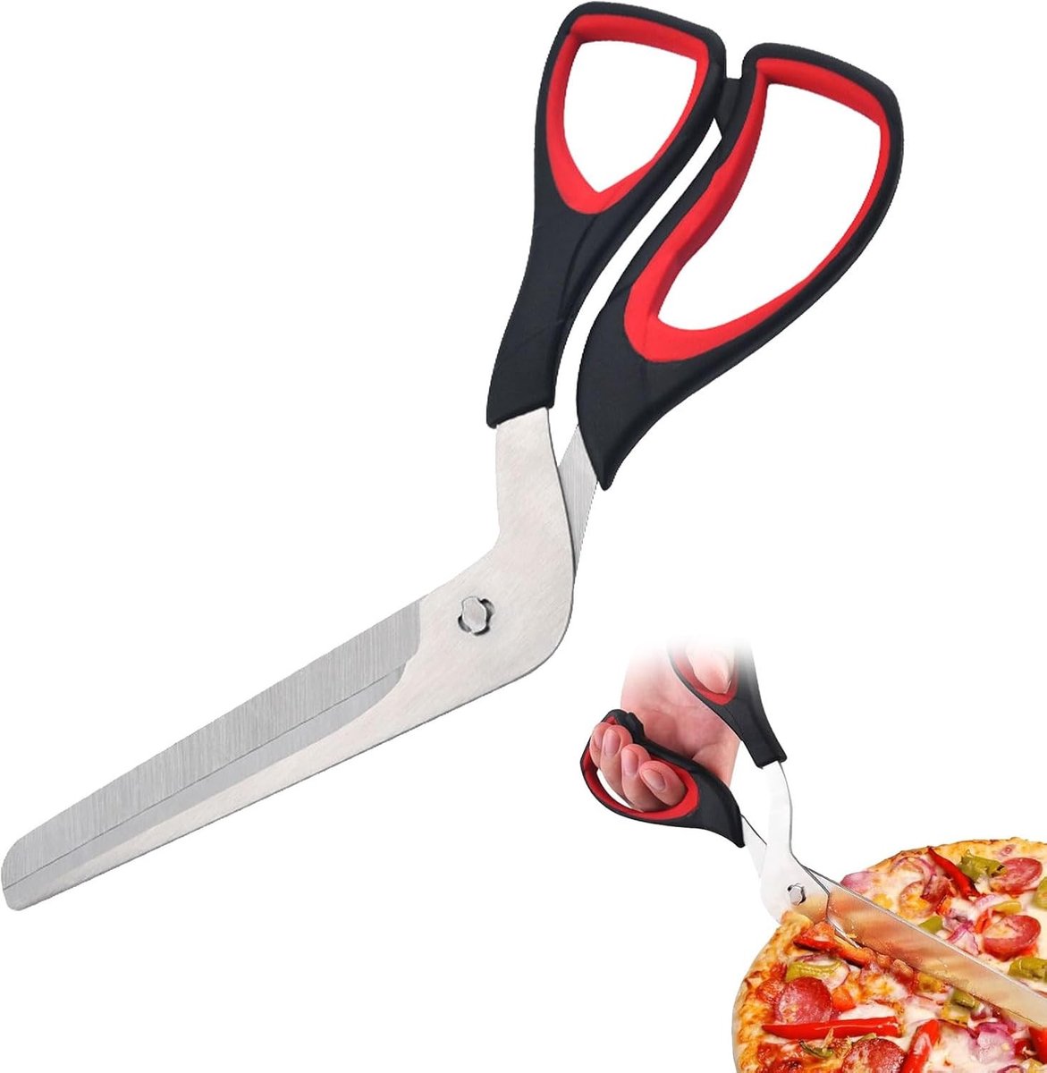 Pizzaschaar - Zwart en Rood - 27 x 10,5 cm - Ergonomisch Ontwerp - Voor Thuis
