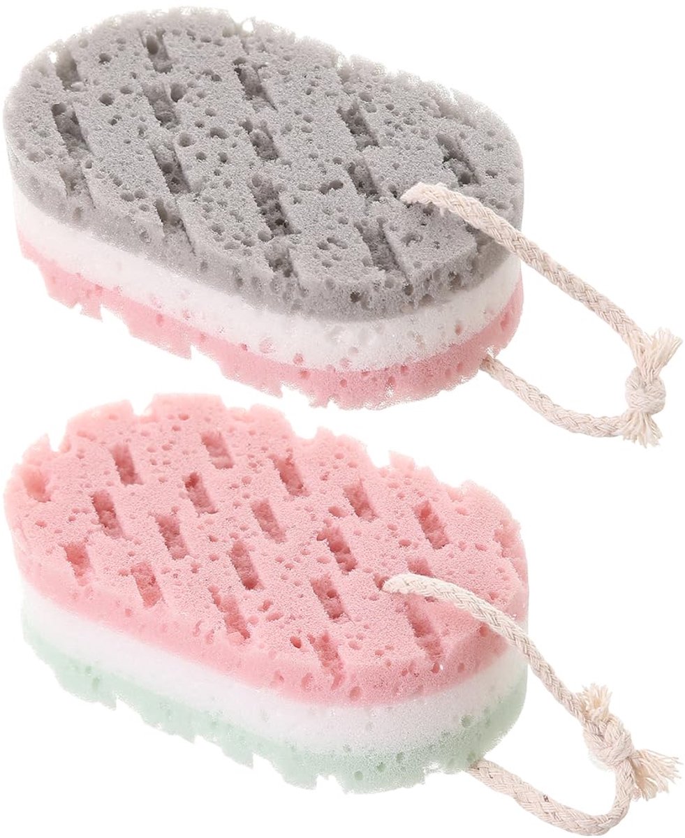 JRYXDS 2 Stuks Levendige Kleur Loofah Badspons voor Vrouwen & Mannen, Zacht & Comfortabel, Diep Exfoliërend - ShopVlot