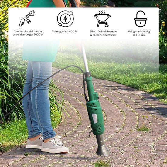 DYVNS® Onkruidbrander Elektrisch - Onkruidverdelger - Hetelucht Brander - 2 Opzetstukken - Tot 600°C — afbeelding 4