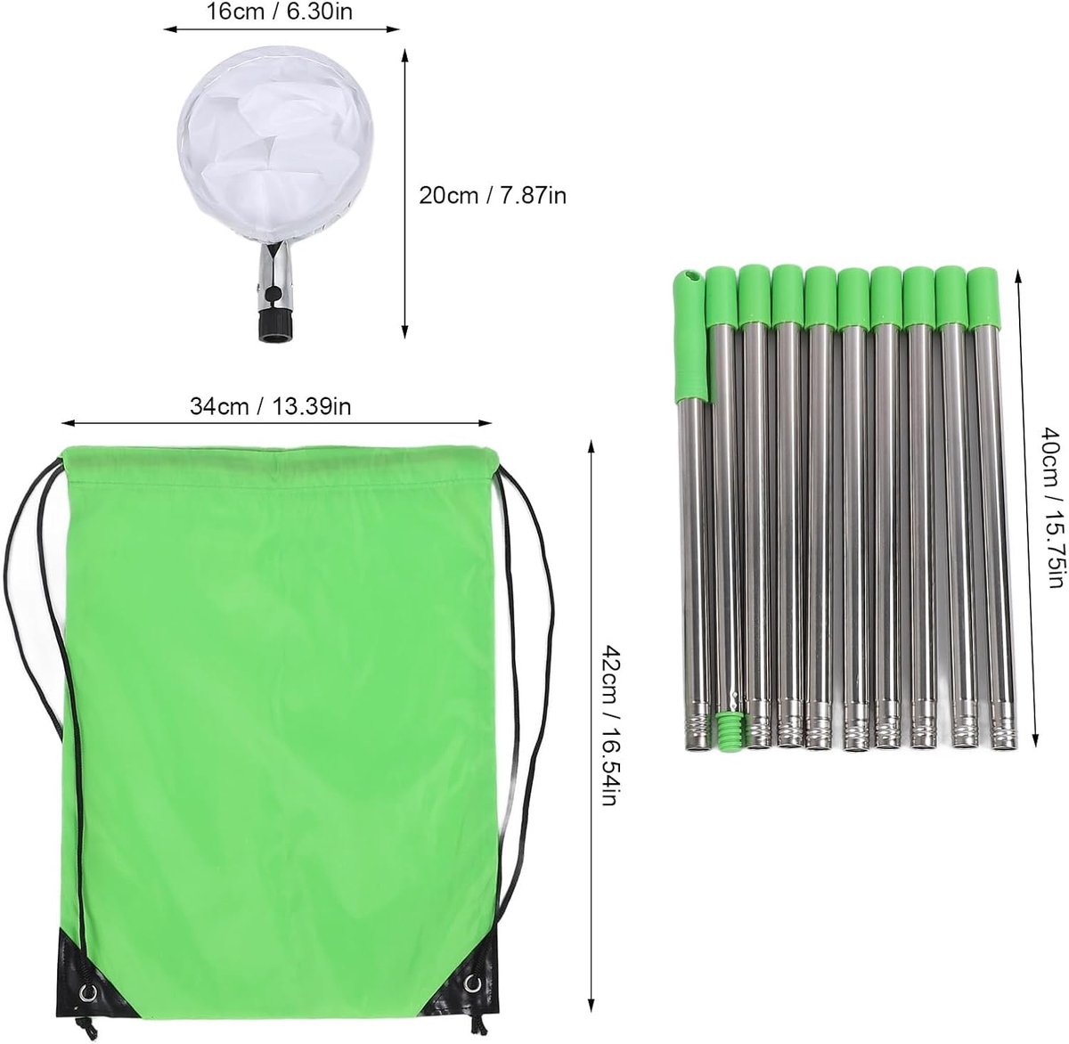 Fruitplukker Stok - Fruitverzamelaar - Fruit Oogsten - Verstelbare Lengte - Tot 4.2 Meter - Zilver