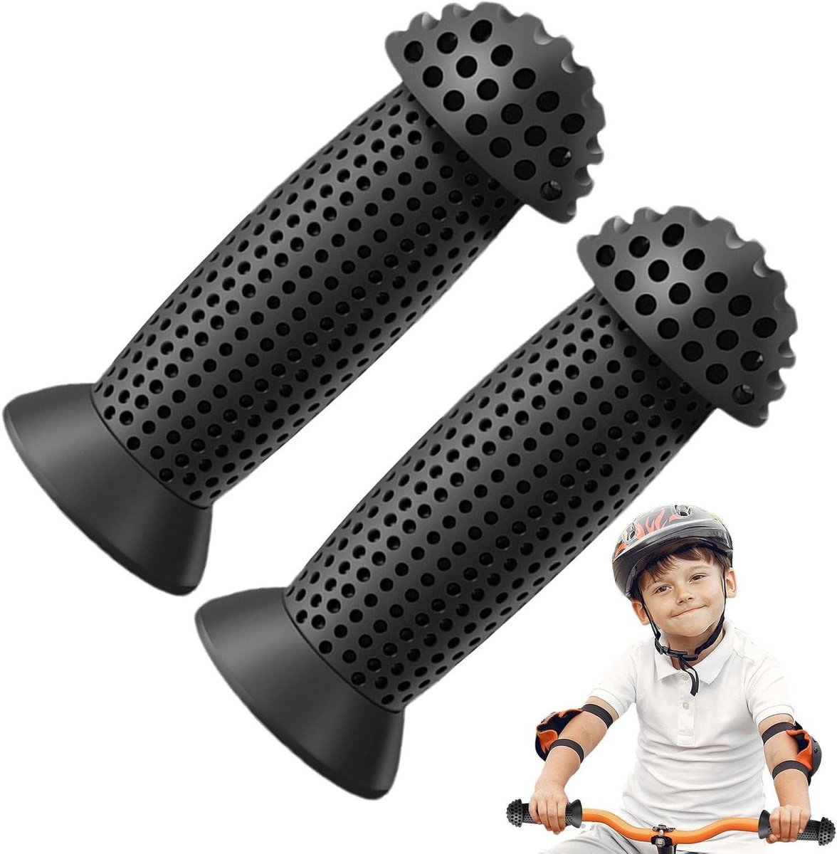 Kinderhandgrepen - Fiets en step - Veilig rijden - Antislip ontwerp - 10 cm lengte - Zwart