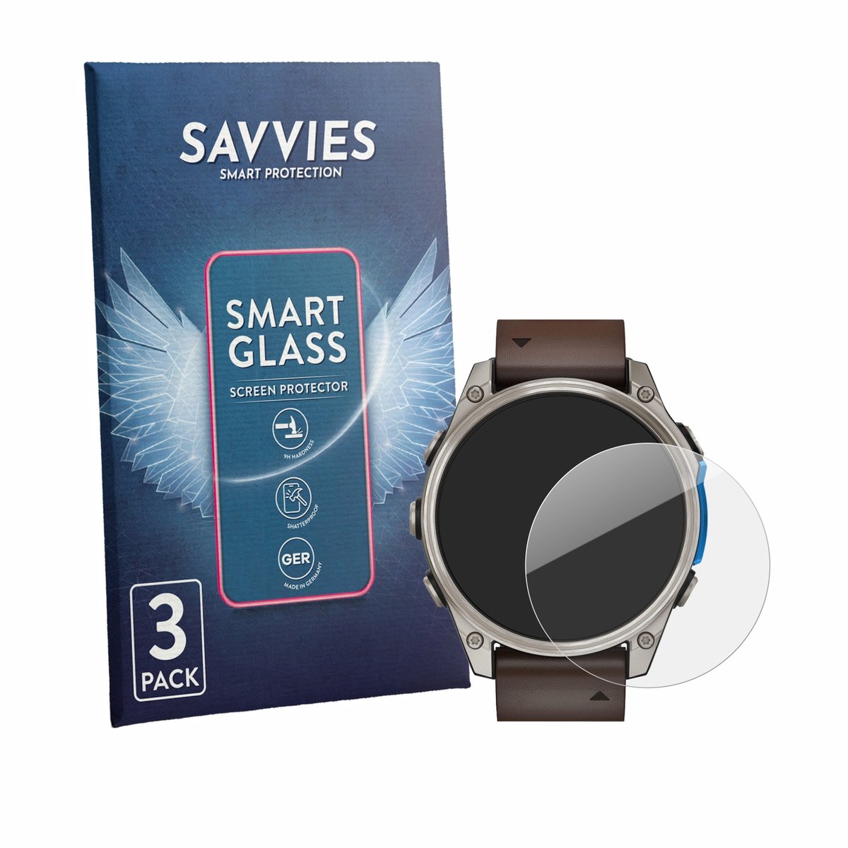 3 Stuks Savvies Screenprotector - geschikt voor Garmin D2 Mach 2 (47 mm) - beschermfolie glas transparant