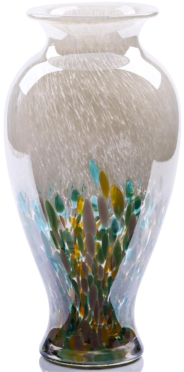 oliruim 30 cm hoge groene glazen vaas, kleurrijke, ondoorzichtige glazen vaas, uniek design, brede opening, kunstvaas - ShopVlot