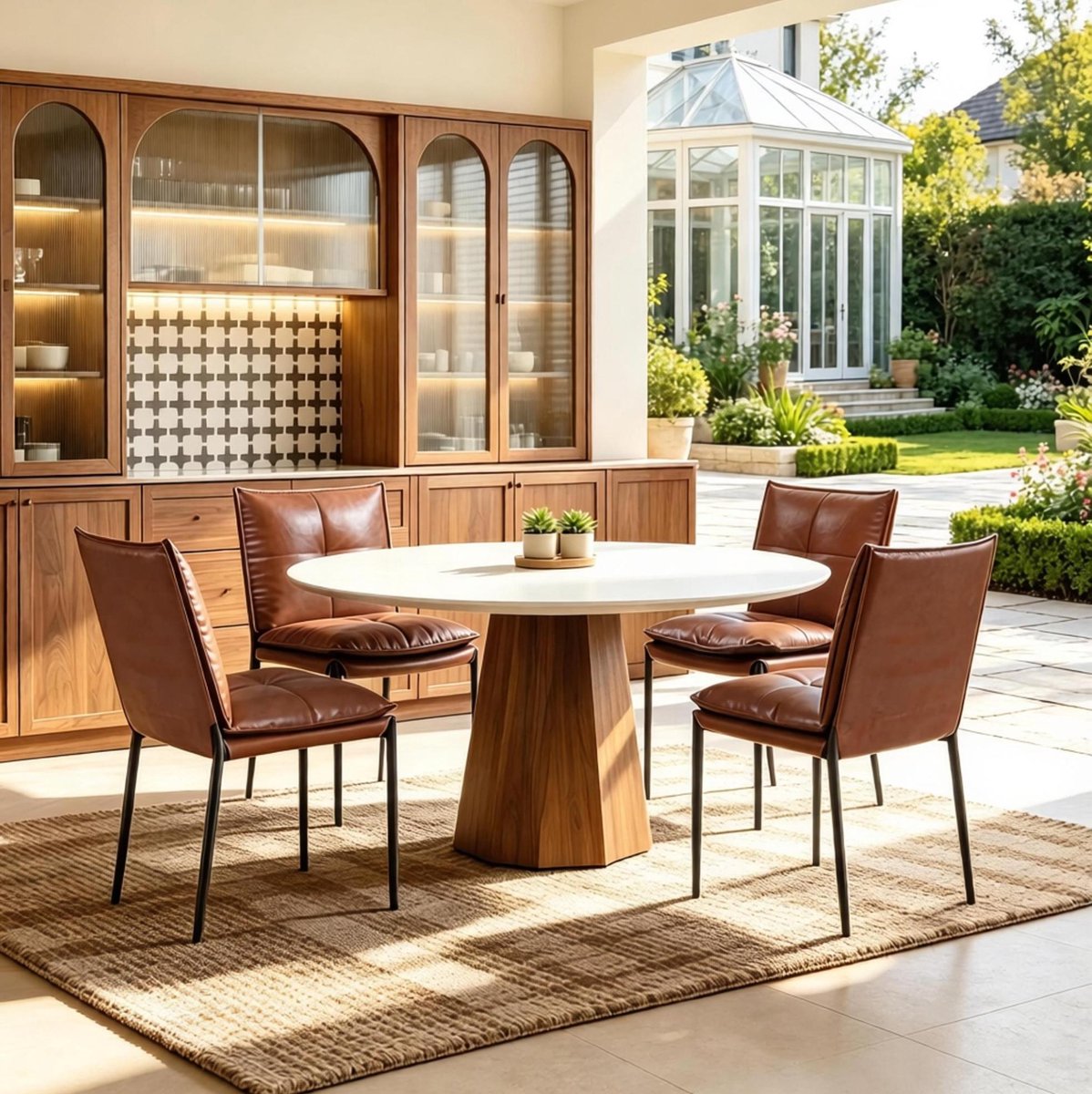 Eetkamerstoel Set Van 4 48 X 55 X 87 Cm – Gewatteerde Zitting En Hoge Rugleuning – Voor Eetkamer En Woonruimte – Kunstleer Metaal – Bruin Zwart
