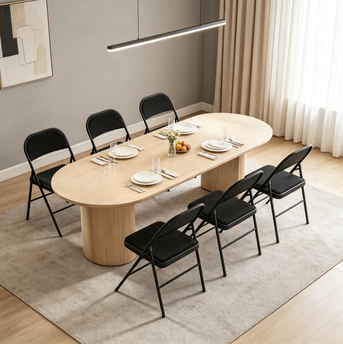 STILVORA Klapstoel Set van 6 Zwart Metalen Frame Met Gepolsterde Zitting Voor Eetkamer Vergaderruimte En Thuis Polyester