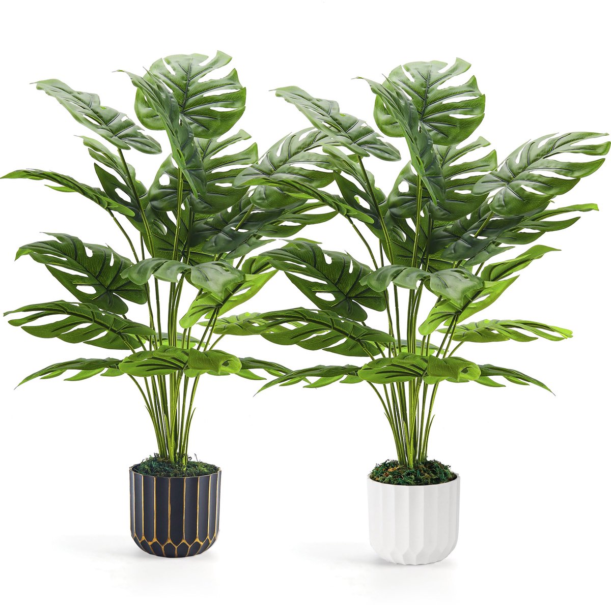 Famanu Set van 2 kunstplanten van 71,1 cm, realistisch ogende decoratie voor woonkamer, badkamer en slaapkamer, perfect voor kamerdecoratie Groen