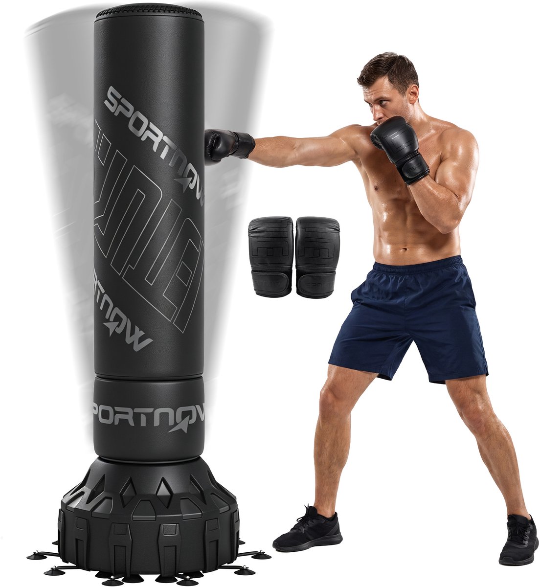 SPORTNOW Boxing Punchbag-Q195-Stahl, EPE-60L x 60B x 180H cm-Schwarz