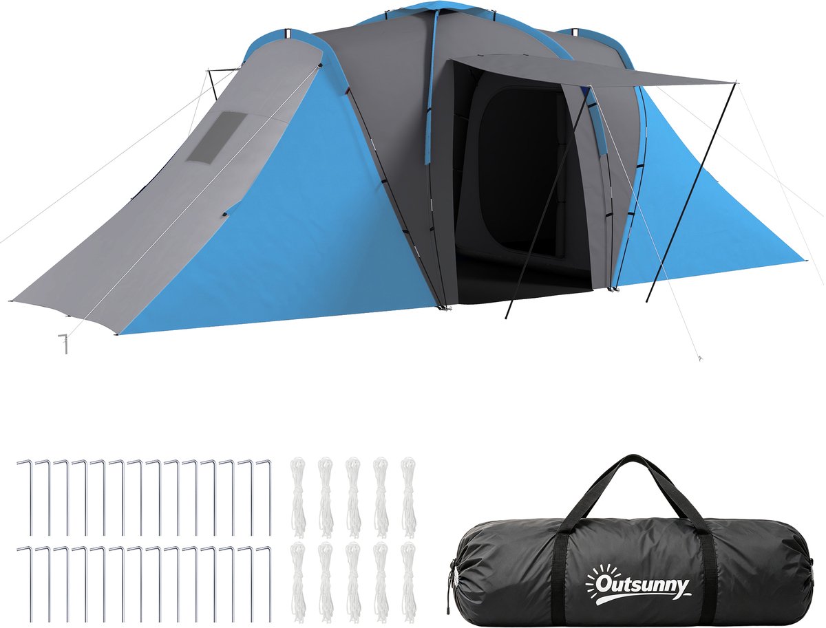 Outsunny Tunneltent-Polyester-taft, Fiberglas-555L x 225B x 190H cm-Grijs+Blauw