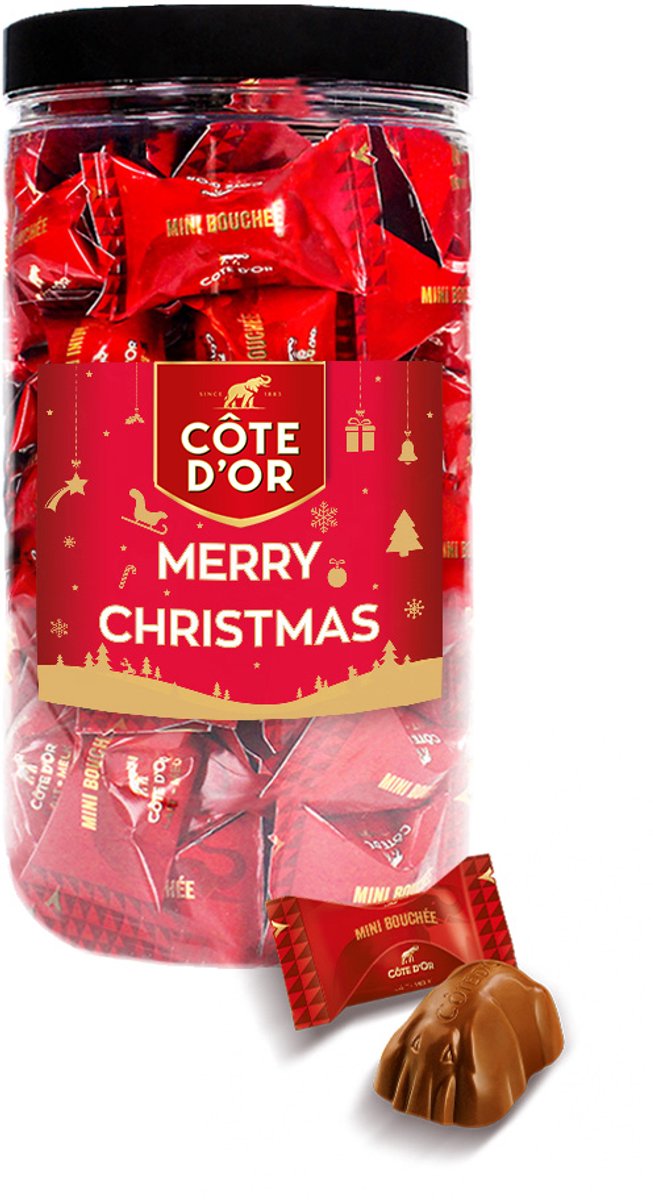 Cote d'Or Mini Bouchée chocolade kerstcadeau met opschrift "Merry Christmas" - 500g