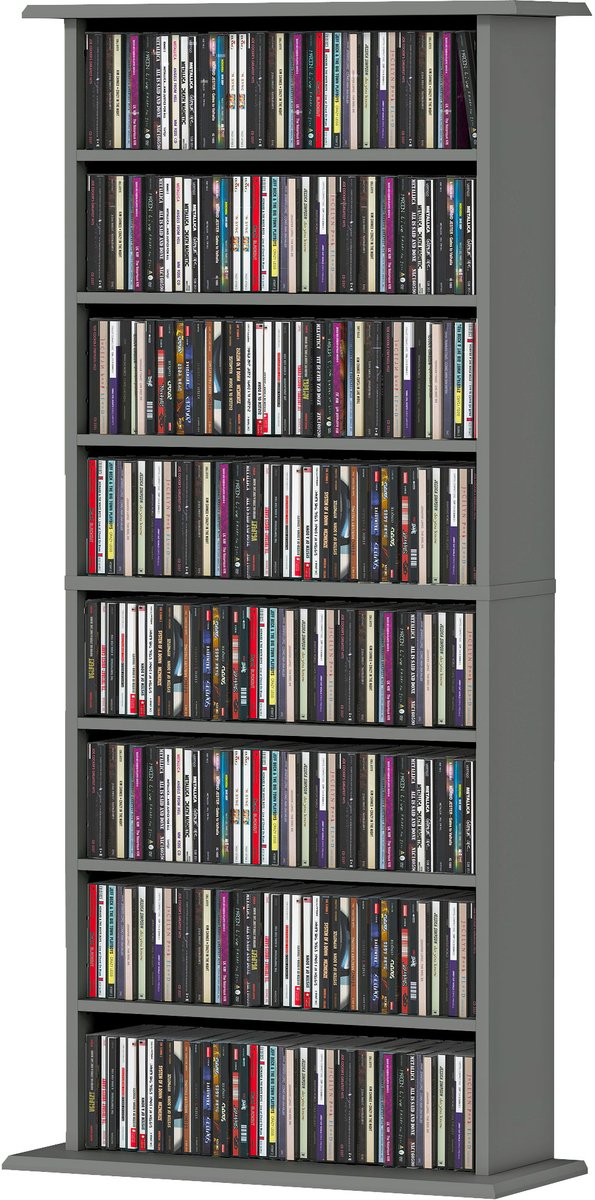 CD-Rek - Opbergruimte voor Maximaal 360 CD's - Open Plank voor CD- en DVD-Opslag - 126.3 x 58 x 24 cm - Grijs