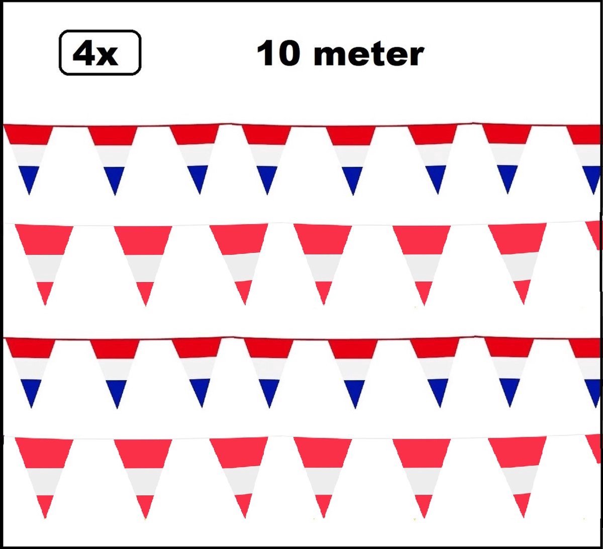 4 stuks Vlaggenlijn landen set Nederland/Oostenrijk 10 meter - Sport Holland Belgie Thema feest voetbal party
