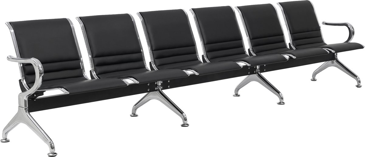 CLP Wachtbank Frankfurt - Stalen Frame - Lederlook - zwart