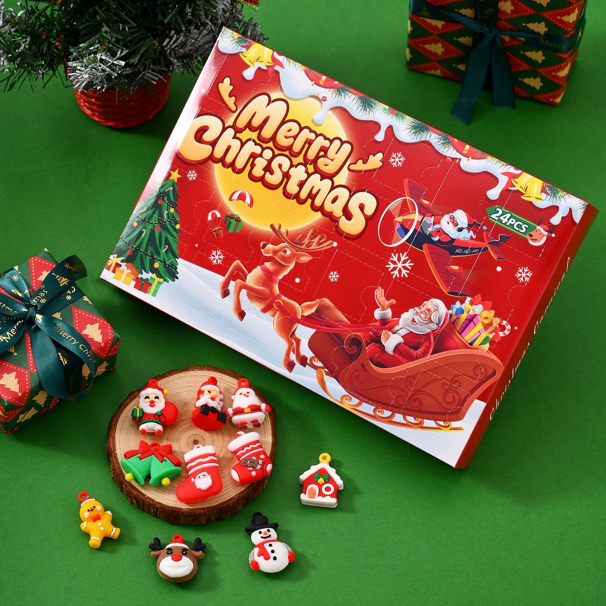 Kerst Adventskalender 24‑stuks - Adventskalender speelgoedset - Met 24 stuks PVC kerstfiguren - Verrassingscadeau voor kinderen - Geschikt voor Kerstmis en Sinterklaas