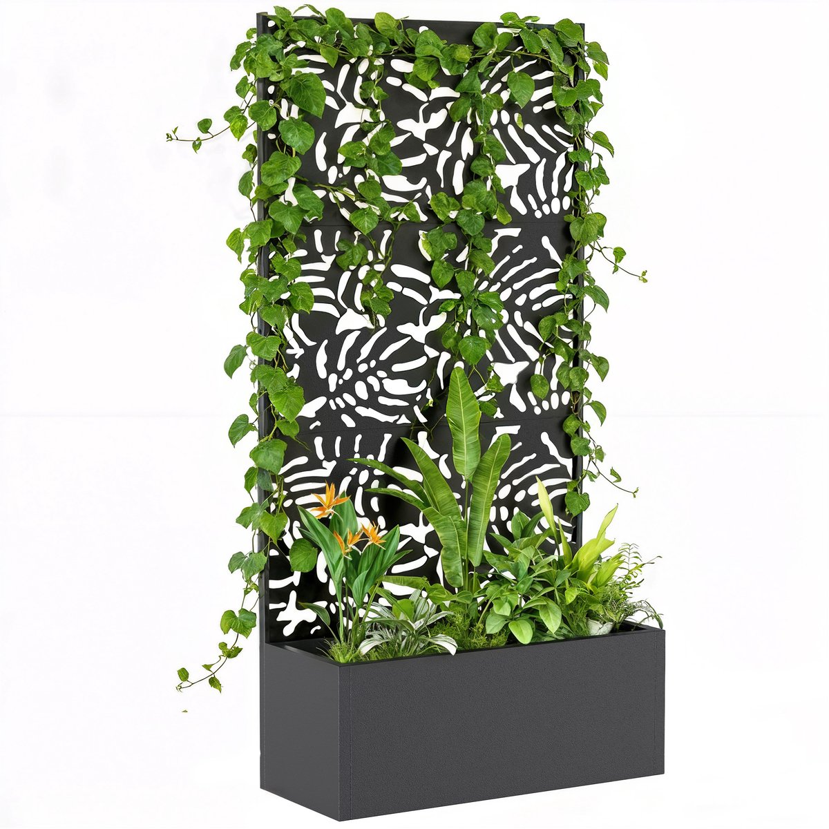 Sogiol® Plantenbak met Trellis - Klimplantenrek Metaal voor klimplanten - 90 x 35 x 180 cm - zwart