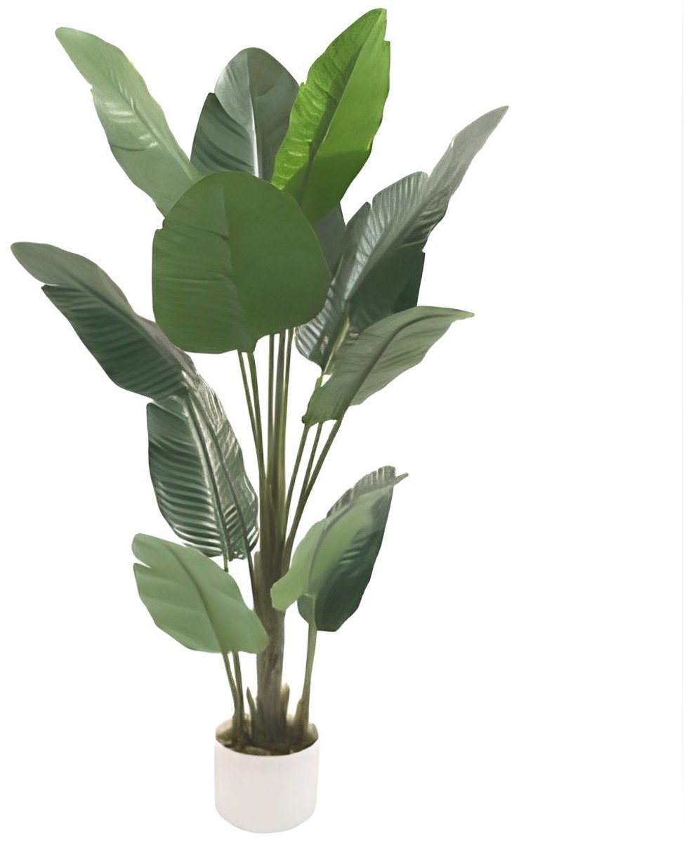 HOERFURIY Kunst Banaanboom 120cm met pot - 12 bladeren - Verstelbare stalen steel voor woonkamer en entreedecoratie