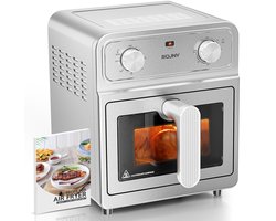 ROUNY Airfryer 8 L - Heteluchtfriteuse 1700 W - RVS Binnenkuip - Met Kijkvenster en Mechanische Knoppen - Instelbare Temperatuur 80-200 °C