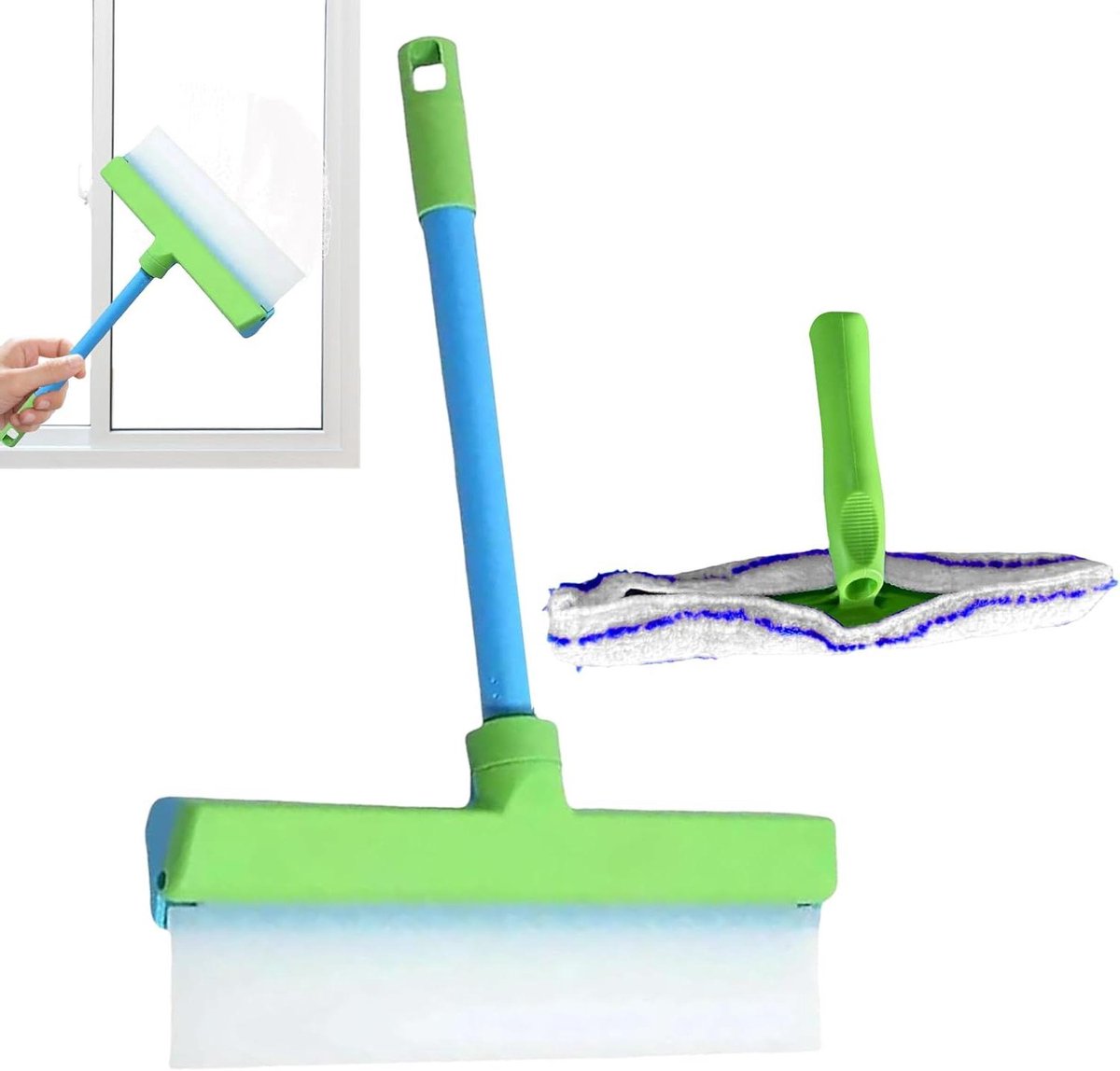 Badkamer Trekker - Raam Reiniger - Streeploos Schoonmaken - Flexibele Siliconen Kop - 30 cm - Blauw