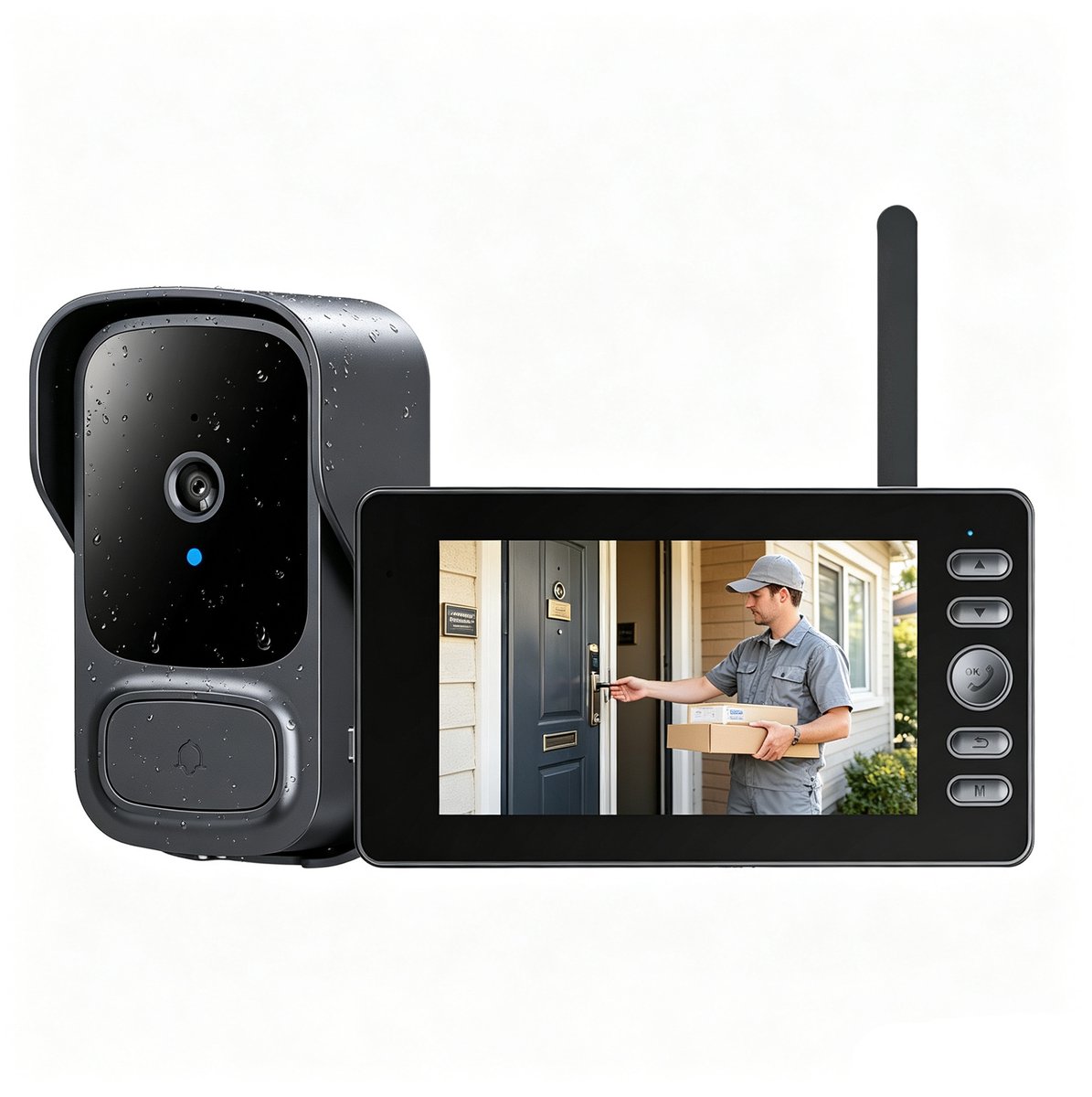Videodeurbel draadloos met 4,3 inch monitor, 120° camera, nachtzicht, 2-wegcommunicatie, actieve camerabewaking, zonder wifi, app of abonnement, voor huis, appartement en kantoor