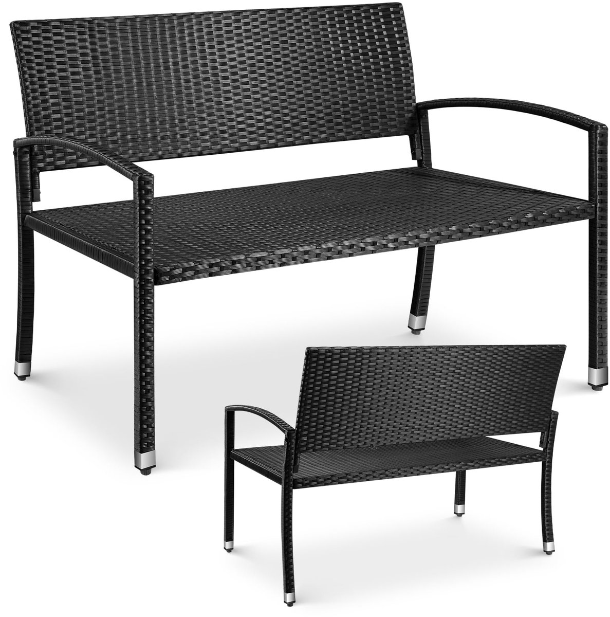 Famanu – Tuinbank van rotan, weerbestendig en comfortabel, 122 x 62 x 90 cm, voor balkon en tuin
