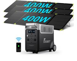 FOSSiBOT F3600 Pro Draagbare Powerstation 3840Wh 3600W LiFePO4, incl. 3x SP400PRO zonnepanelen | Uitbreidbaar ECO-modus UPS <10ms Noodstroom Camper Camping