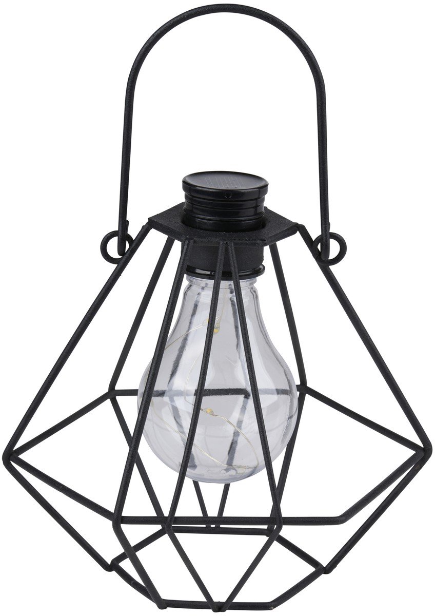 Arti Casa Solar Lantaarn - Sfeervol Buitenlicht op Zonne-energie - Weerbestendig Ontwerp - Draadframe Design - Voor Tuin, Terras en Balkon - Ø15,5 x H14,8 cm - Zwart met Transparant