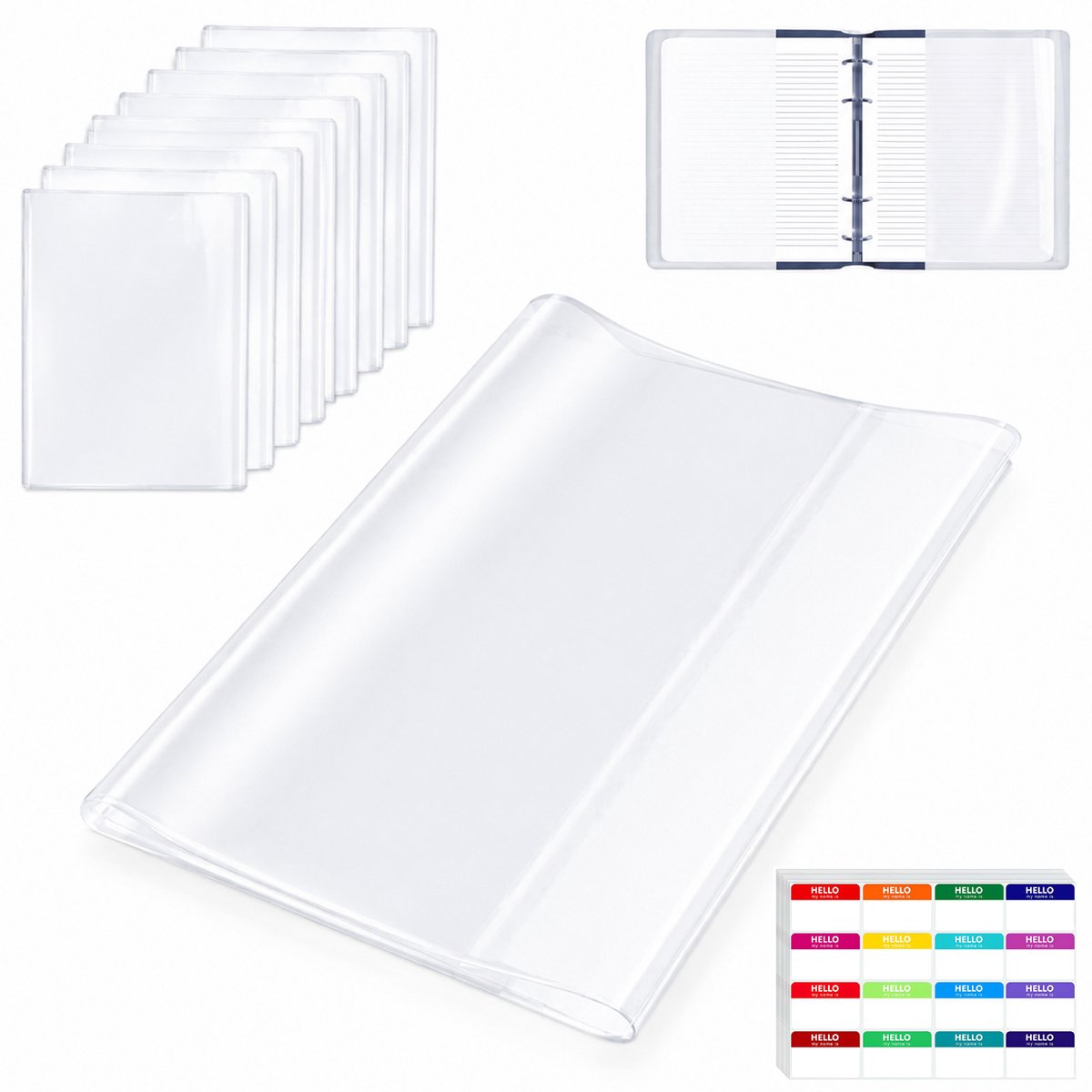 24 Stuks Transparante A4 Boekenhoes - Scheurvast & BPA-Vrij - Waterbestendig Verdikt - Inclusief 72 Naamstickers - Voor School - SOLLBRY®