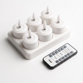 Fidali oplaadbare waxinelichtjes 6 st. - LED Kaarsen met Afstandsbediening - Realistische Flikkerende Vlam - Oplaadstation - Kerst Kaarsen